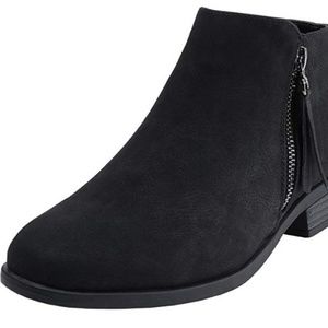 Black suede low heal ankle boots size 7